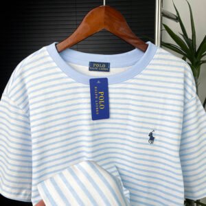 Ralph Lauren round neck striped short sleeved men's luxury design t-shirt