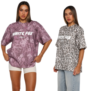 White Fox - Women's casual designer high-end printed loose T-shirt S-XL