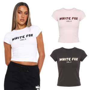 White Fox women's slim fit round neck T-shirt short sleeved