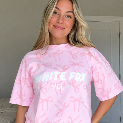 White Fox Women's Round Neck Printed T-shirt Oversized Top photo review
