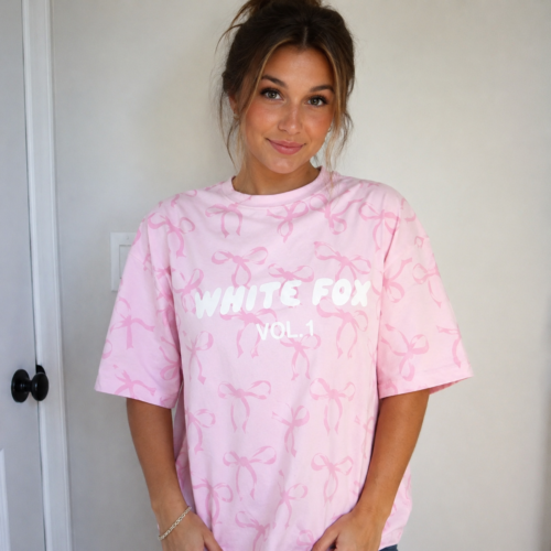 White Fox Women's Round Neck Printed T-shirt Oversized Top photo review