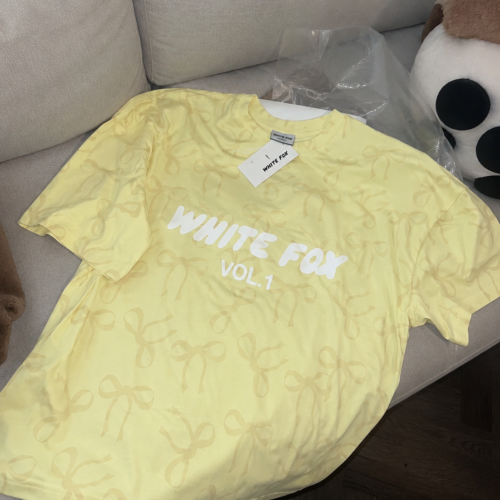 White Fox Women's Round Neck Printed T-shirt Oversized Top photo review
