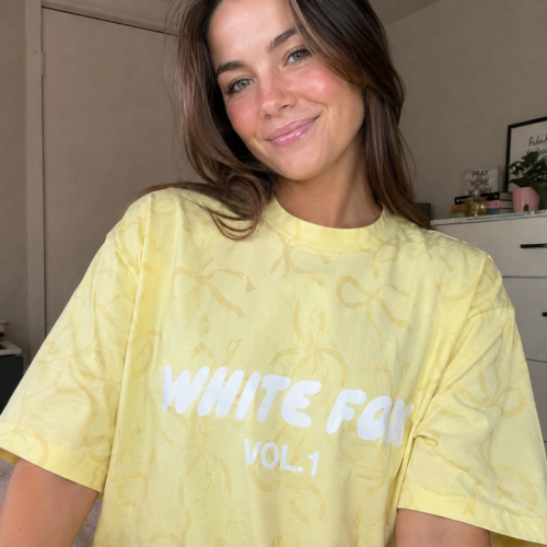 White Fox Women's Round Neck Printed T-shirt Oversized Top photo review