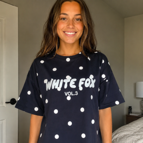 White Fox - Women's casual designer high-end printed loose T-shirt S-XL photo review