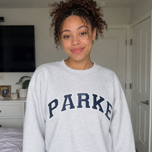 Parke small collar design loose women's hoodie photo review