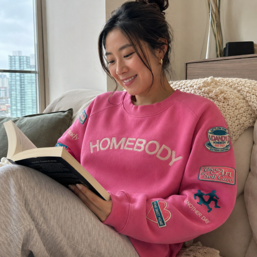 Pink HOMEbody Oversized Embroidered Crewneck photo review