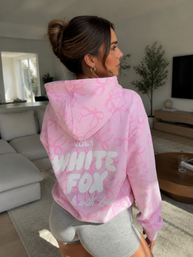 Click to view full screen Pink Bow Oversized Hoodie – Soft Cozy Streetwear for Women photo review