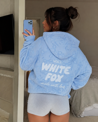 Click to view full screen Pink Bow Oversized Hoodie – Soft Cozy Streetwear for Women photo review