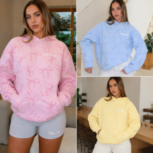 Pink Bow Oversized Hoodie – Soft Cozy Streetwear for Women